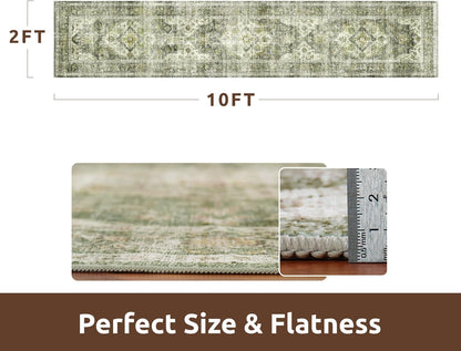 AMOAMI-2X10 Runner Rug-Washable Runners for Hallways-Soft Non Slip Bedside Rugs for Bedroom-Vintage