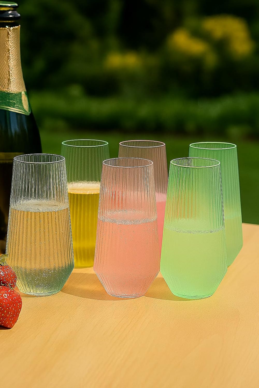 48 Pack Ribbed Ripple Stemless Toasting Glasses, Origami Durable 9 Oz BPA-Free Disposable Plastic