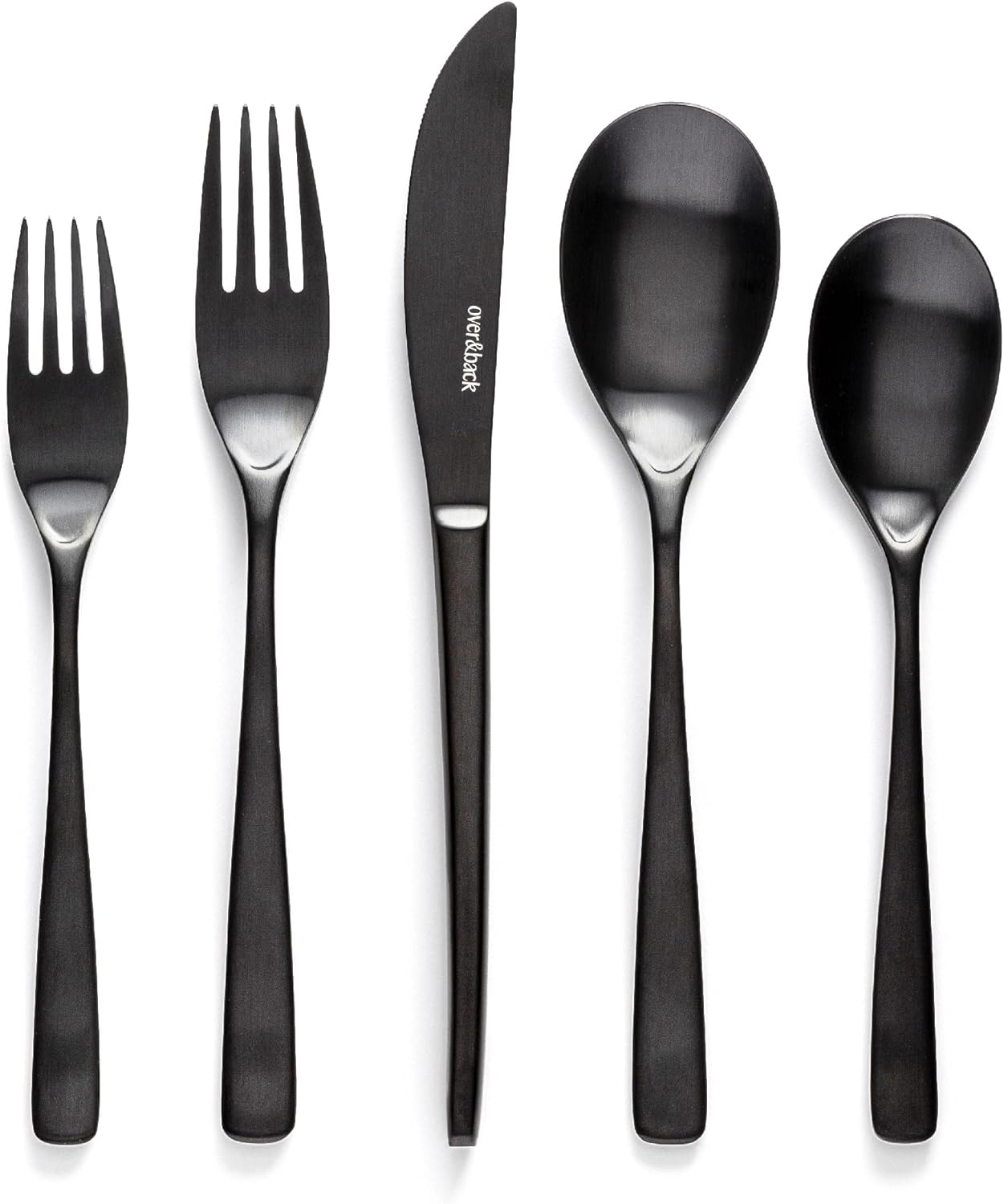 over&back 20pc Curved Flatware Cutlery Set - Comes with 4 Dinner Forks, 4 Salad Forks, 4 Dinner