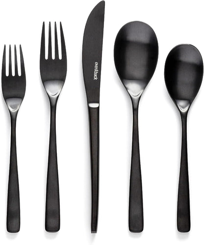 over&back 20pc Curved Flatware Cutlery Set - Comes with 4 Dinner Forks, 4 Salad Forks, 4 Dinner