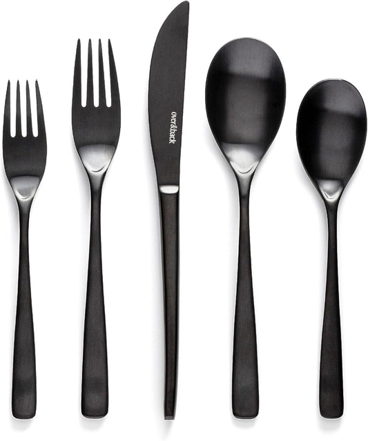 over&back 20pc Curved Flatware Cutlery Set - Comes with 4 Dinner Forks, 4 Salad Forks, 4 Dinner