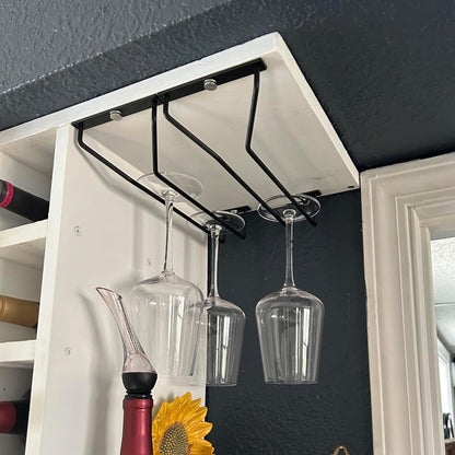 10.8 Inch Black Wine Glass Rack, Under Cabinet Wine Glass Holder Stainless Steel Stemware Rack
