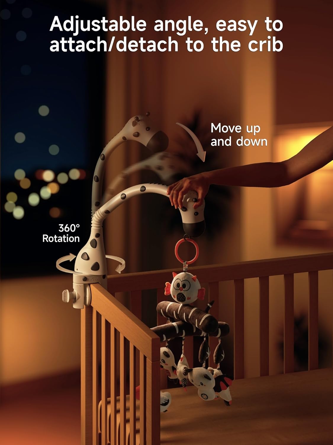TUMAMA Baby Crib Mobile, Nursery Musical Mobile with Remote Control,Projection Night Light, Music