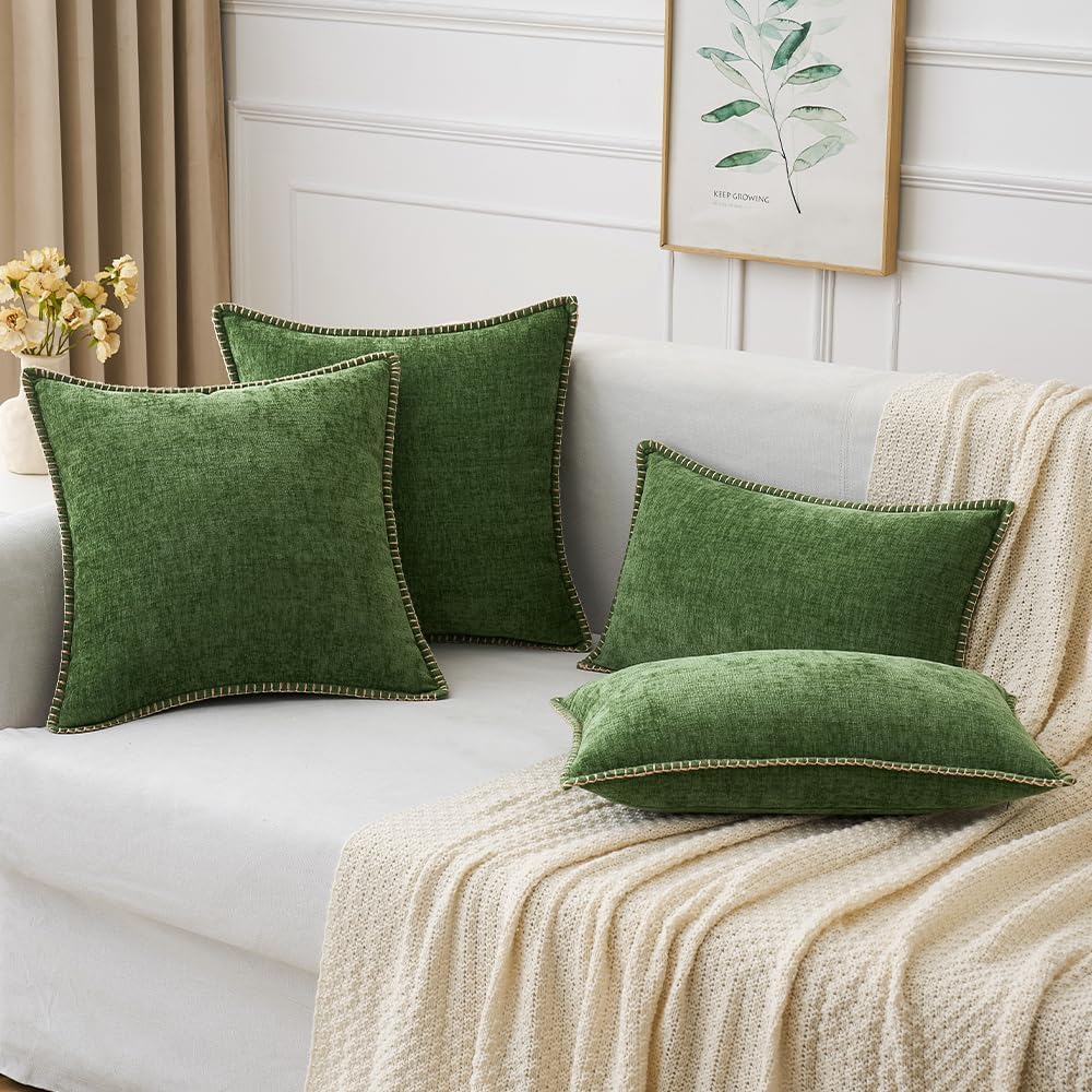 MIULEE Pack of 2 Christmas Pillow Covers 12x20 Inch Moss Green Farmhouse Decorative Throw Pillow