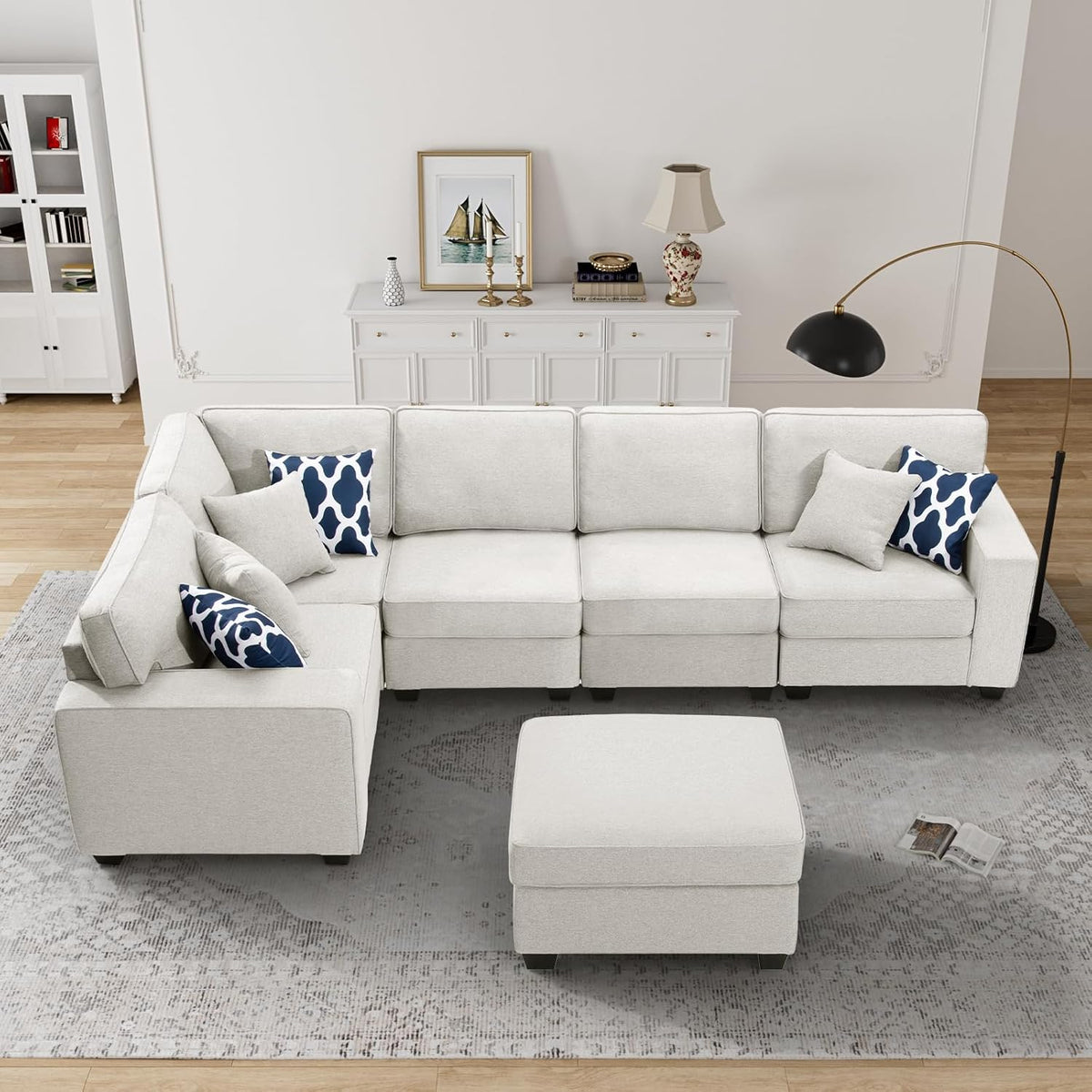 L Lengend Vansen Modular Sectional Sofa U Shaped Couch with Ottoman Modern Reversible Corner
