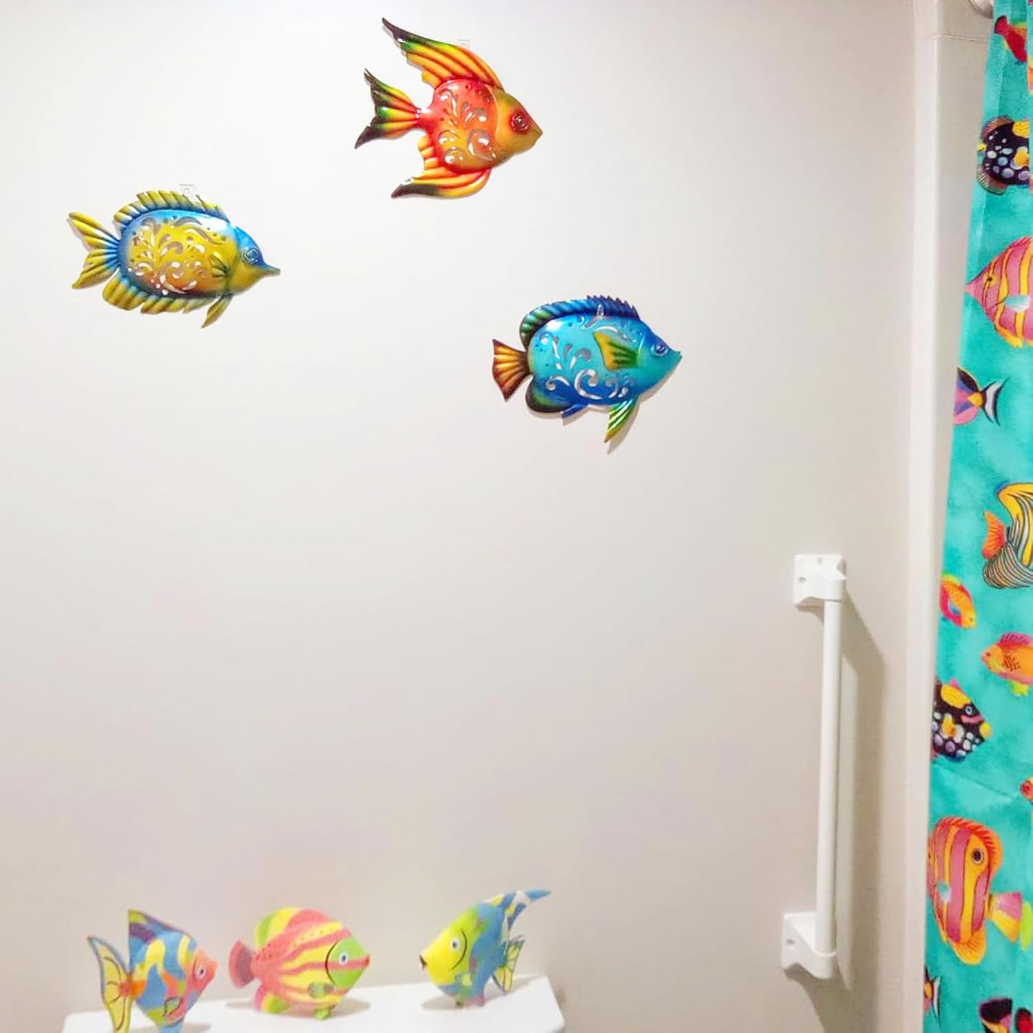 Weibefee Coastal Wall Decor, Ocean Sea Metal Fish Wall Decor, Hanging Wall Art Decoration for