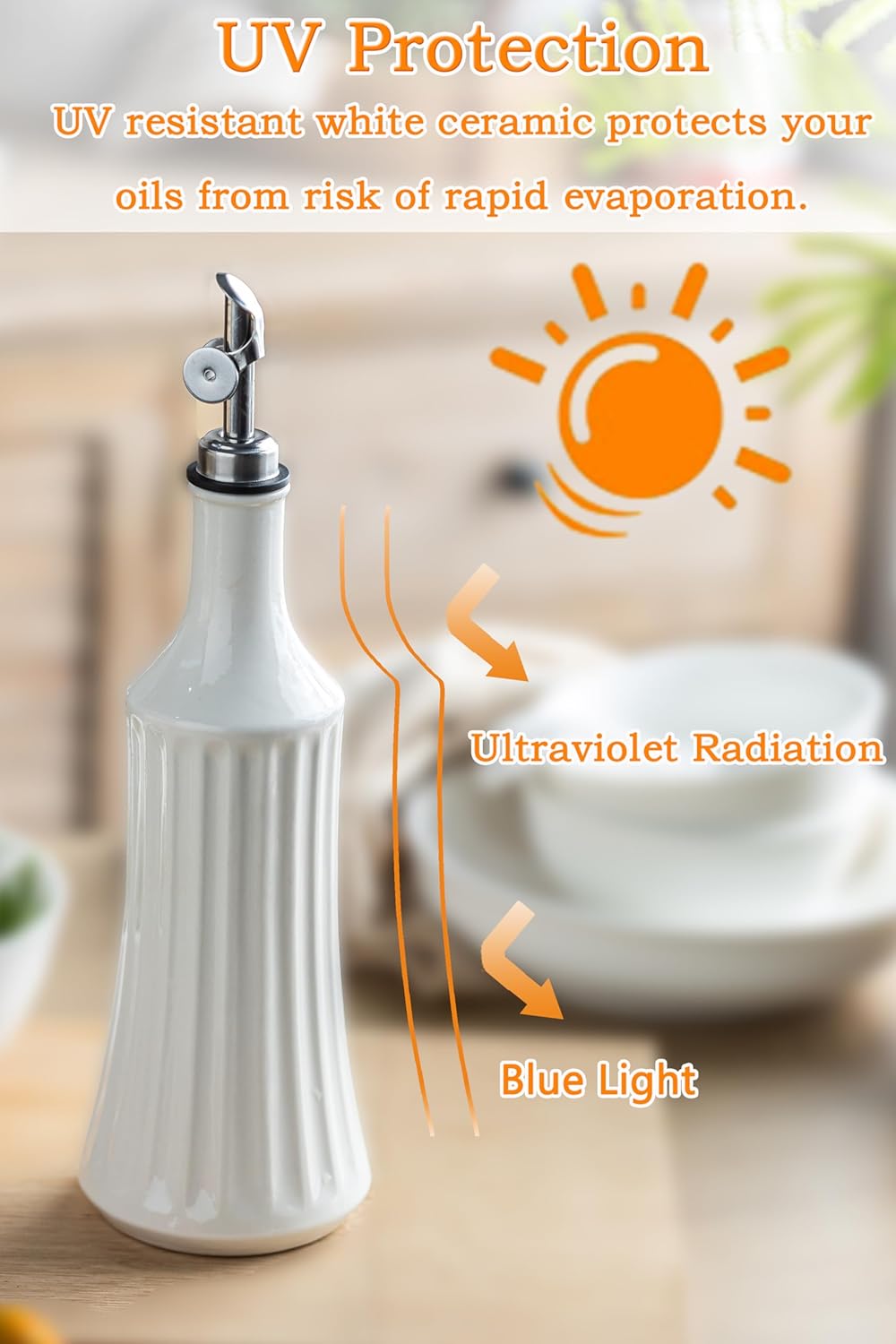 LYEOBOH Olive Oil Dispenser Bottle, Oil Dispenser for Kitchen, Ceramic Cooking Vinegar Dispensing