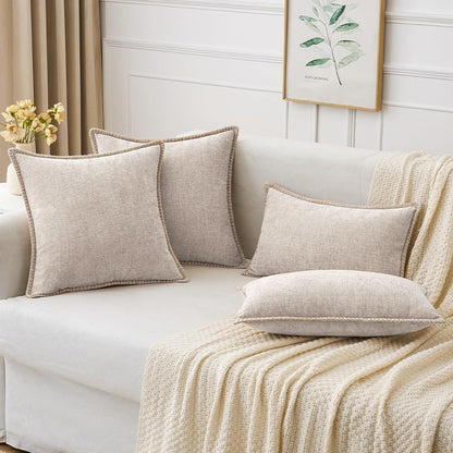 MIULEE Pack of 2 Couch Throw Pillow Covers 18x18 Inch Light Brown Farmhouse Decorative Pillow
