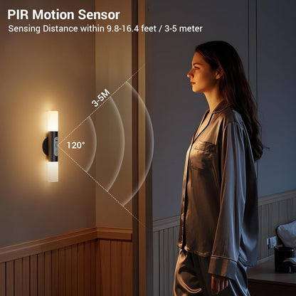Motion Sensor Wall Lights with Remote Control, LED Rechargeable Battery Operated Wall Sconces Set