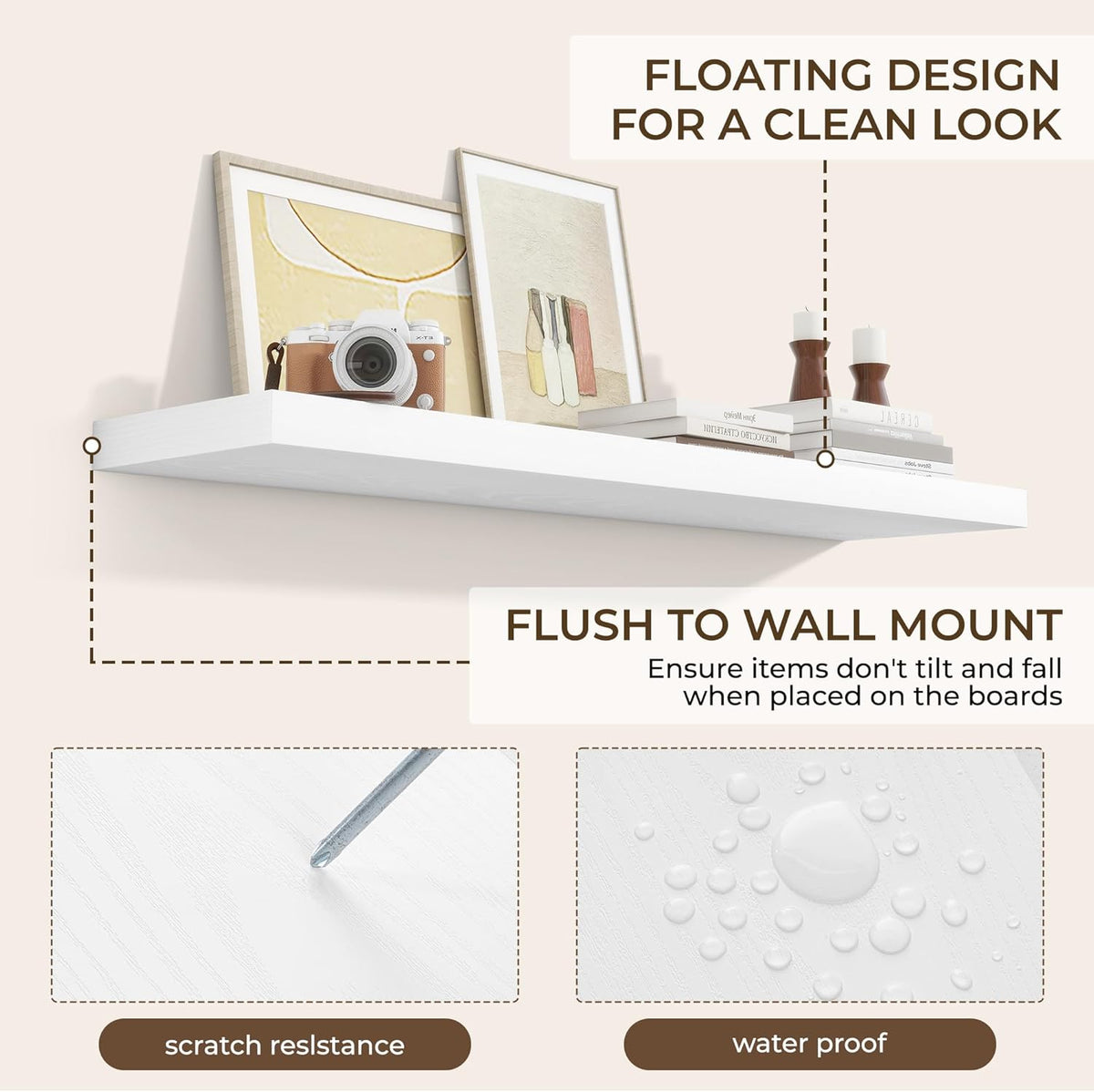 RICHFOCUS 48Inch Floating Shelves for Wall 2 Pack Shelves for Bedroom|Kitchen|Bathroom Wall Mounted