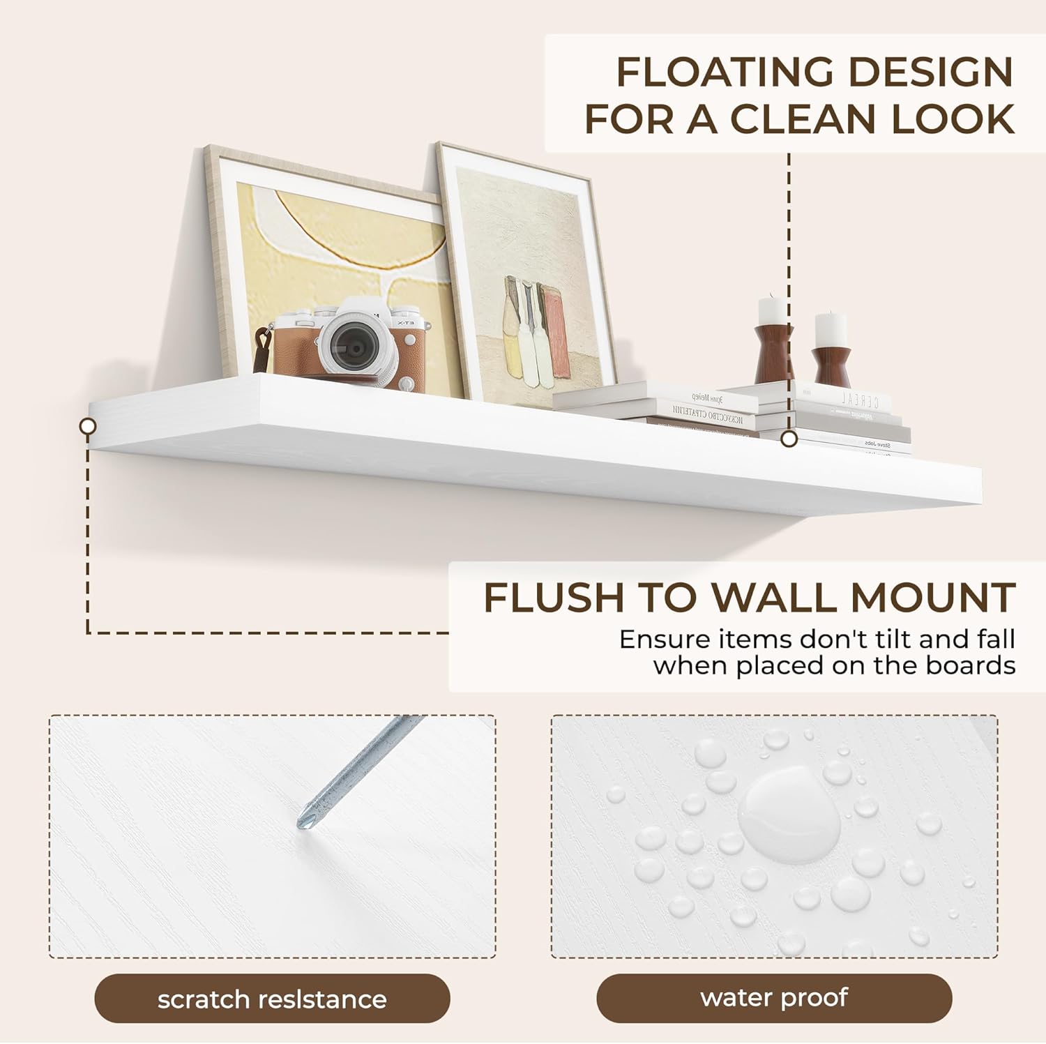 RICHFOCUS 40Inch Floating Shelves for Wall 2 Pack Shelves for Bedroom|Kitchen|Bathroom Wall Mounted