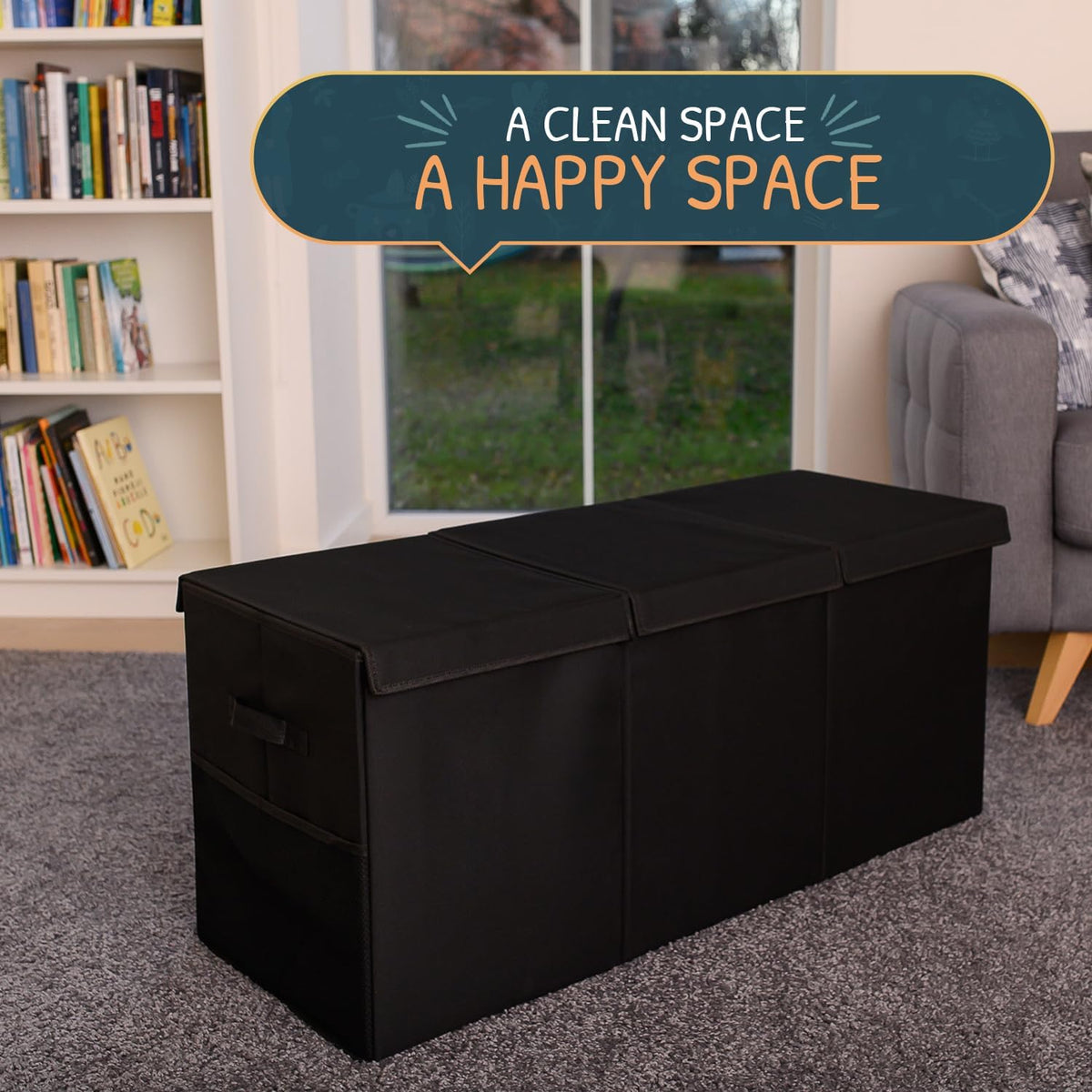 Extra Large Toy Storage Organizer with Lid - Sturdy, Collapsible Toy Chest Storage Box Design