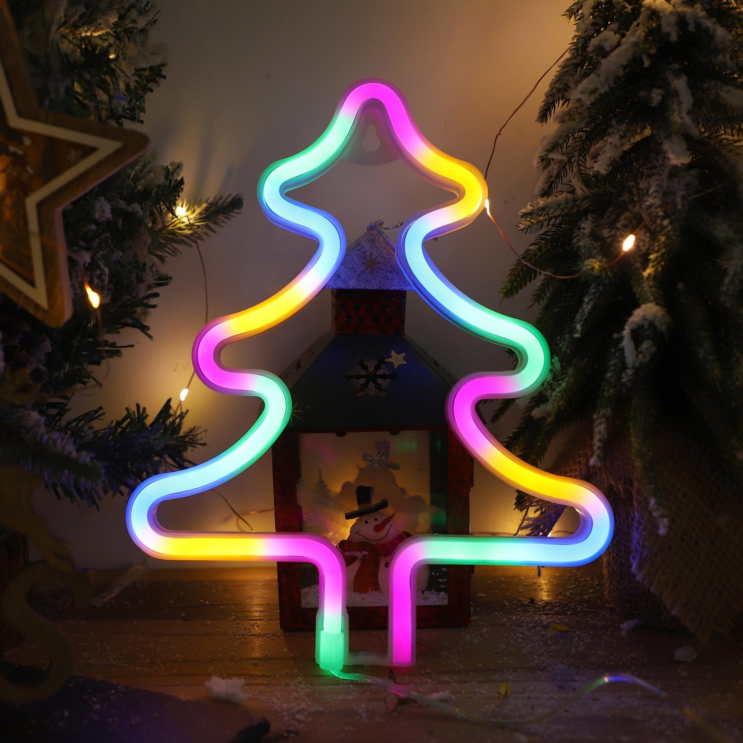 Christmas Tree Neon Light Signs for Bedroom Bedside Dorm Wall Decor,Neon Light up Christmas Decor