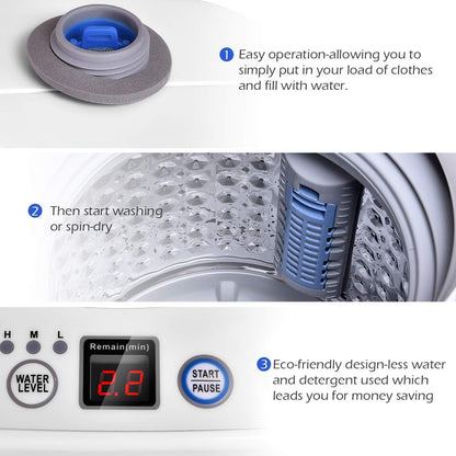 Giantex Portable Washing Machine, Full Automatic Washer and Dryer Combo, with Built-in Pump Drain 8