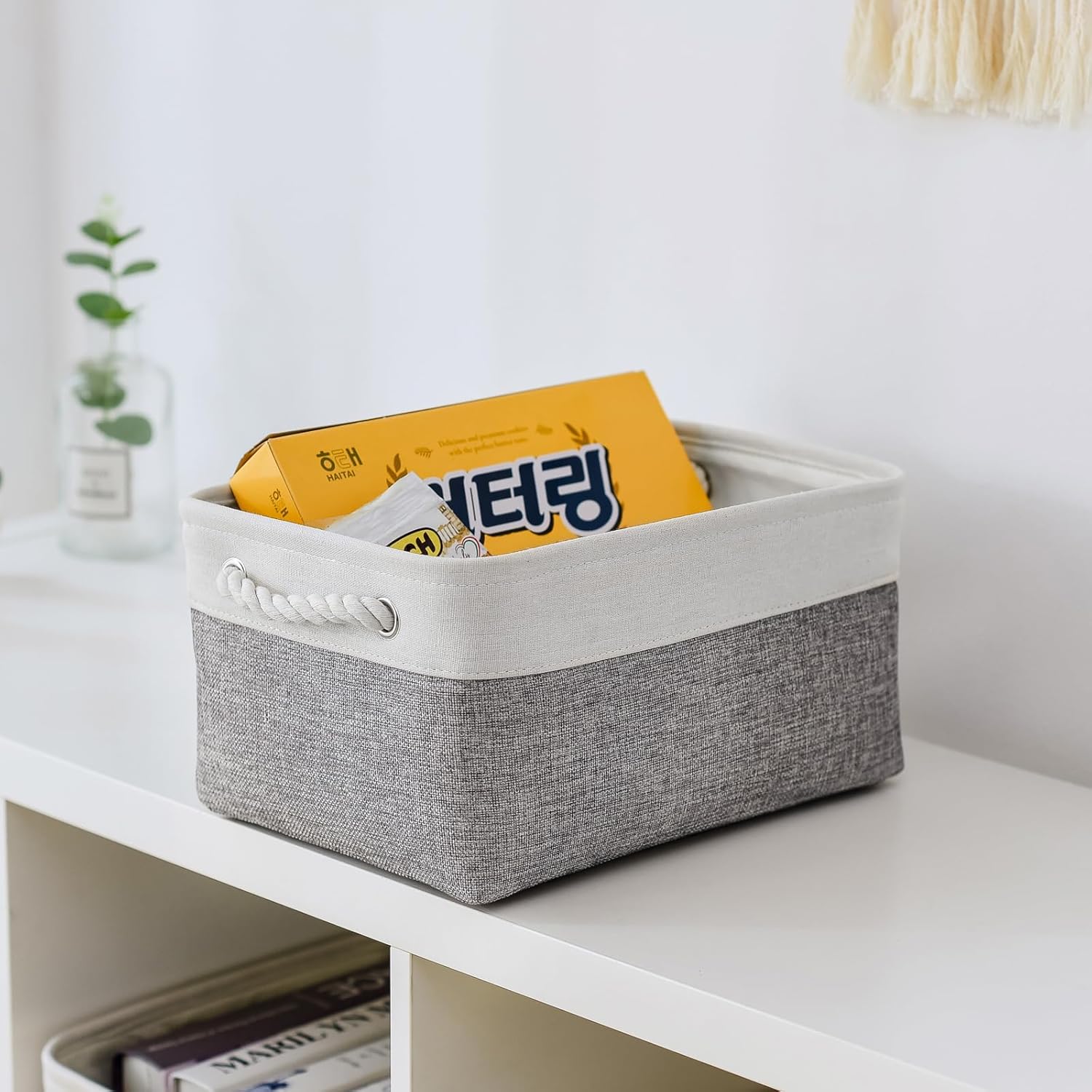 TheWarmHome Storage Bins for Shelves - 13.8L×9.8W×6.7H inch 3 Pack Medium Collapsible Storage