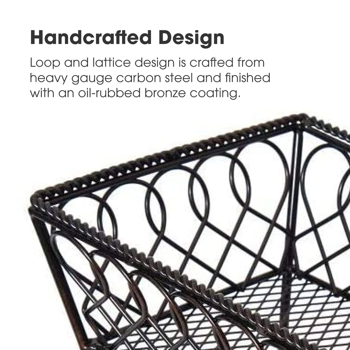 Gourmet Basics by Mikasa Loop and Lattice 2-Tier Rectangular Metal Countertop Basket, 14.25 x 12