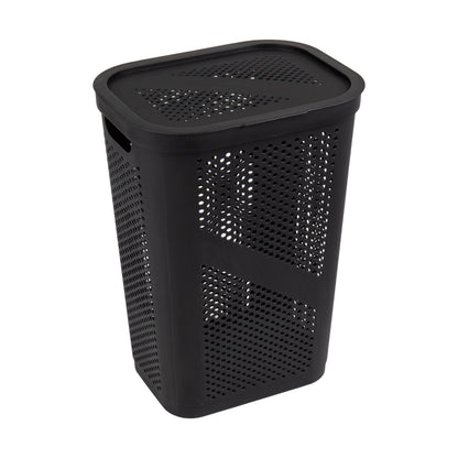 Mind Reader Slim Laundry Hamper with Lid, 60L Ventilated Clothes Baskets, Tapered Design for