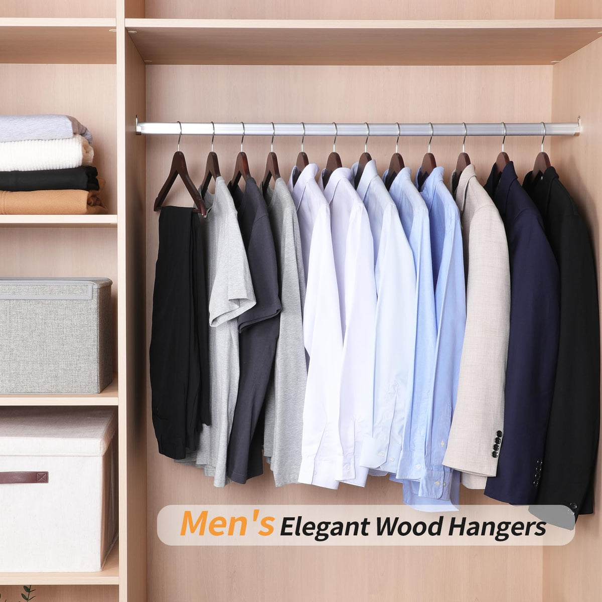 Amazon Basics Wood Suit Clothes Hangers for Closet Organizer, Cherry, 30-Pack