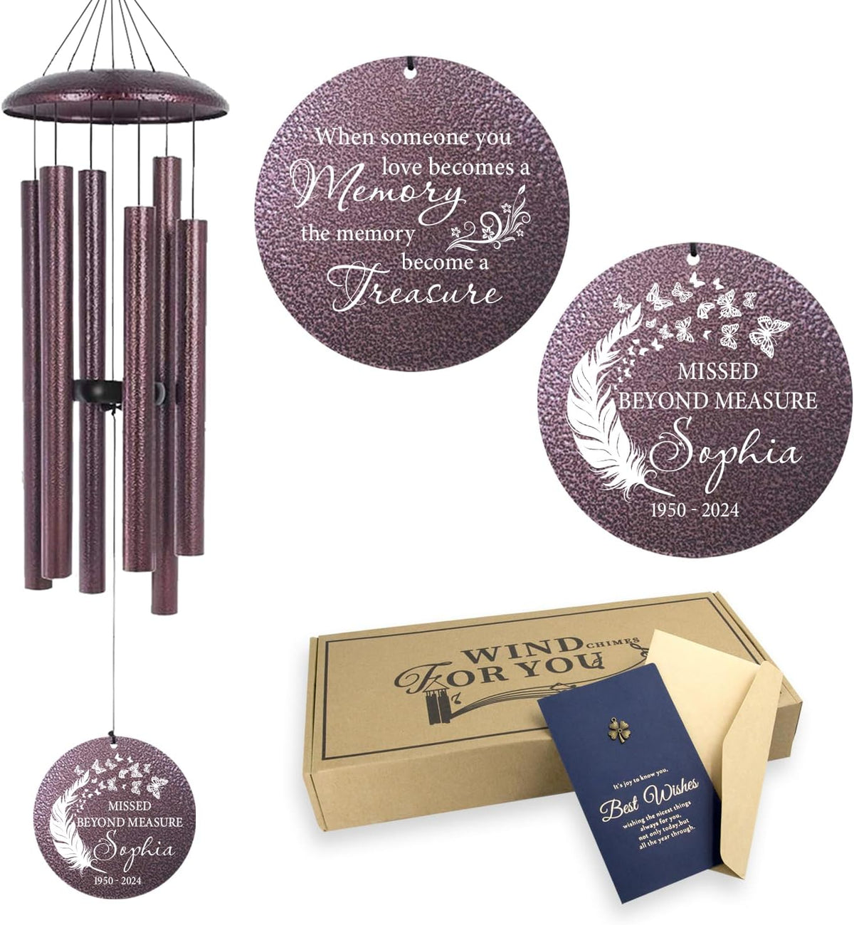 ASTARIN 36" Large Deep Tone Personalized Sympathy Wind Chimes, Memorial Wind Chime for Loss of