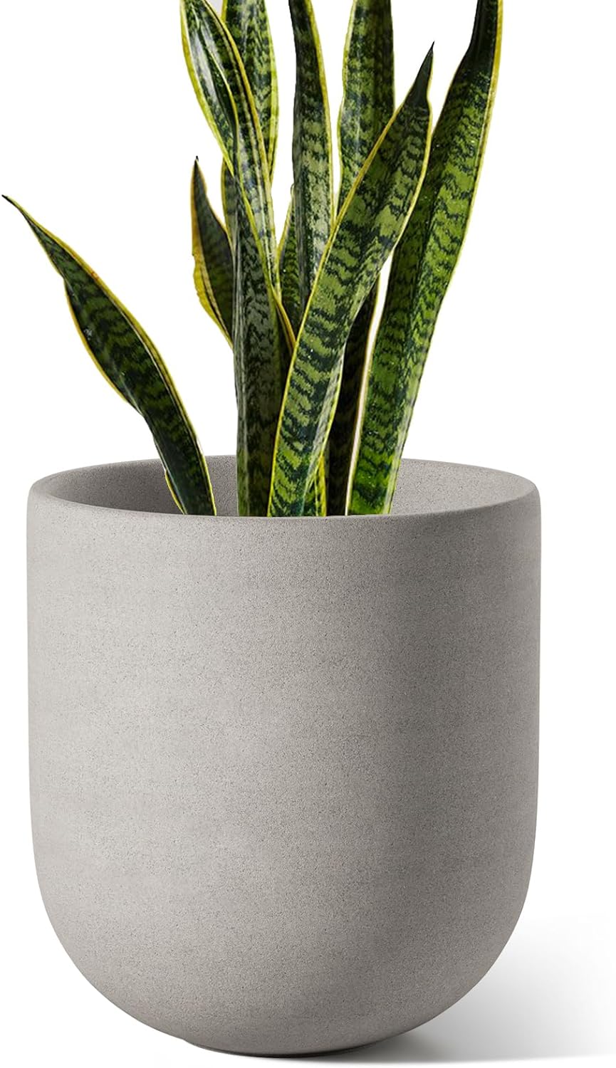LE TAUCI 10 Inch Plant Pot, Ceramic Pots for Plants with Drainage Hole and Rubber Plug, Plant Pots