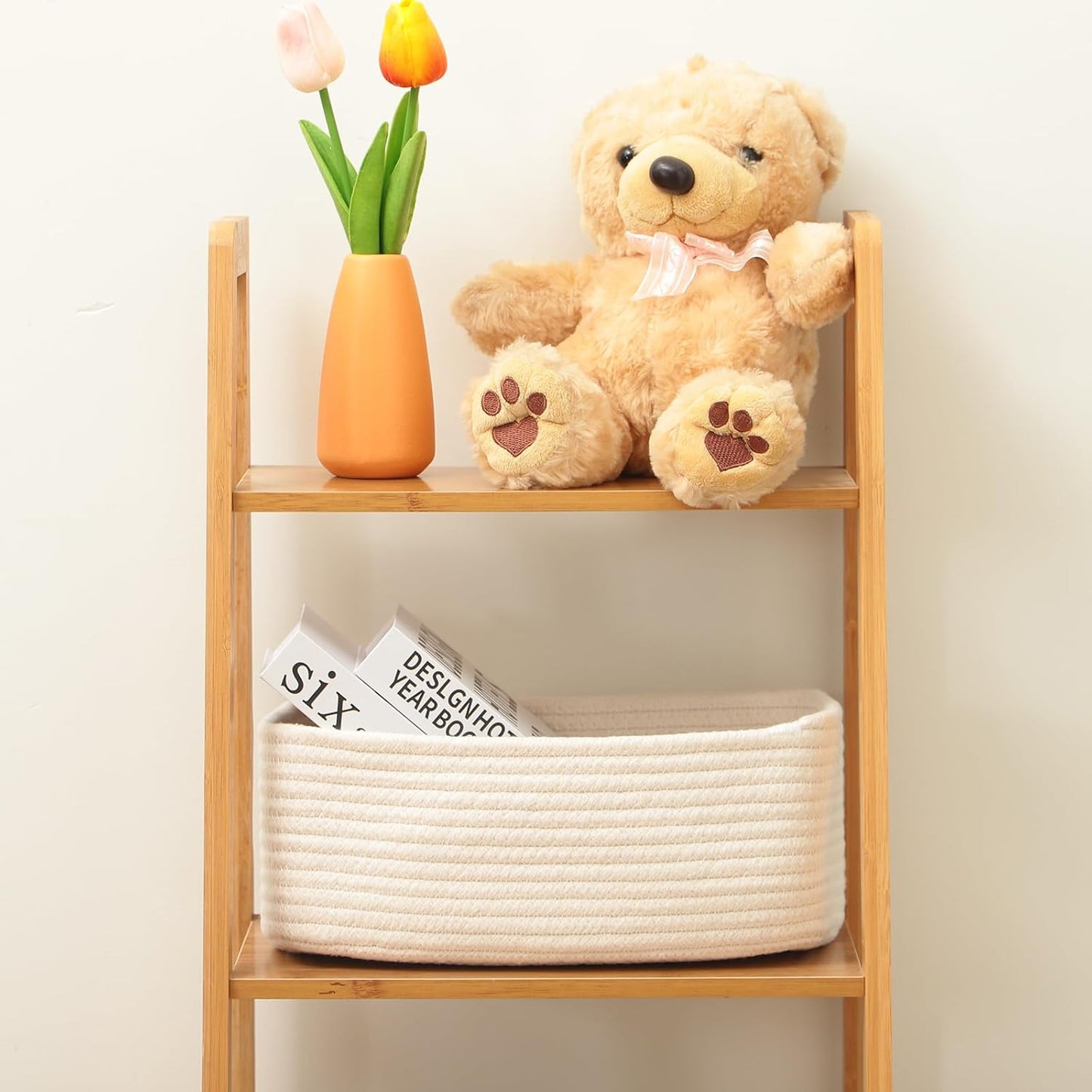 Small Storage Baskets for Organizing | Closet Organizer Bins | Shelf Toy Basket | Woven Rope