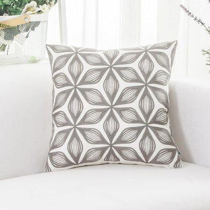 HWY 50 Grey Gray Decorative Throw Pillow Covers 18x18 Inch (1 Piece), Embroidered Cotton Farmhouse
