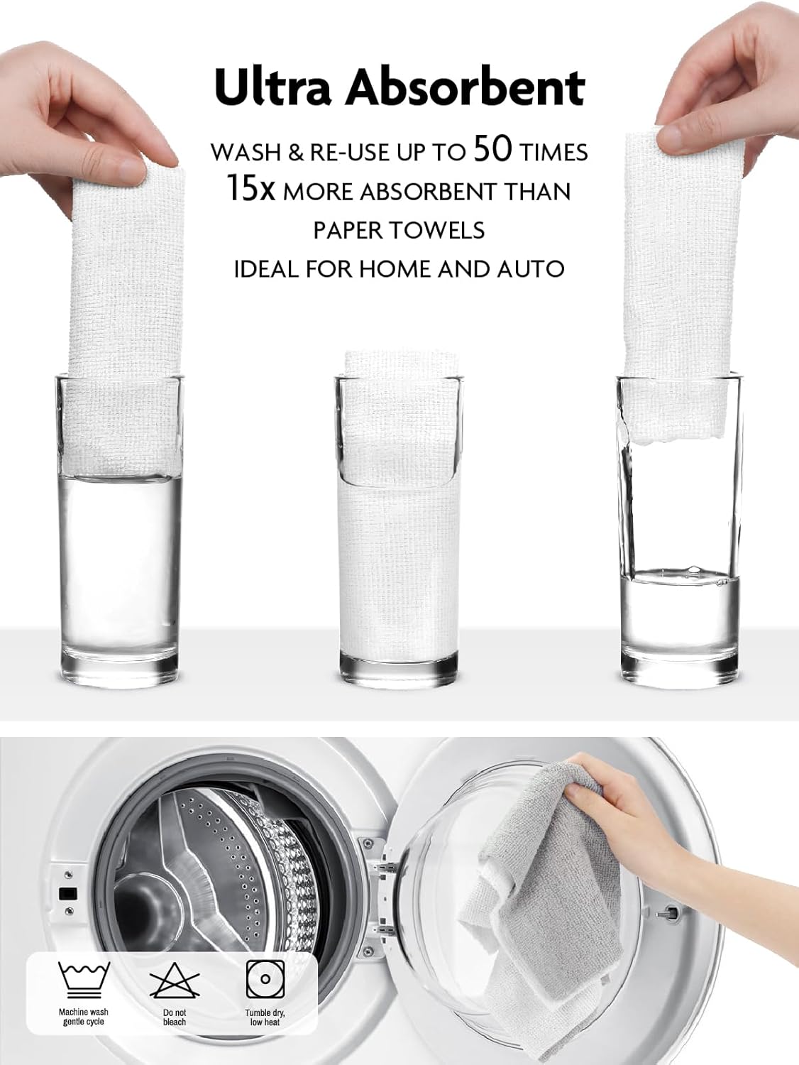 Fantasticlean Microfiber Cleaning Cloth Roll -90 Pack, Tear Away Microfiber Towels, 12" x 12"