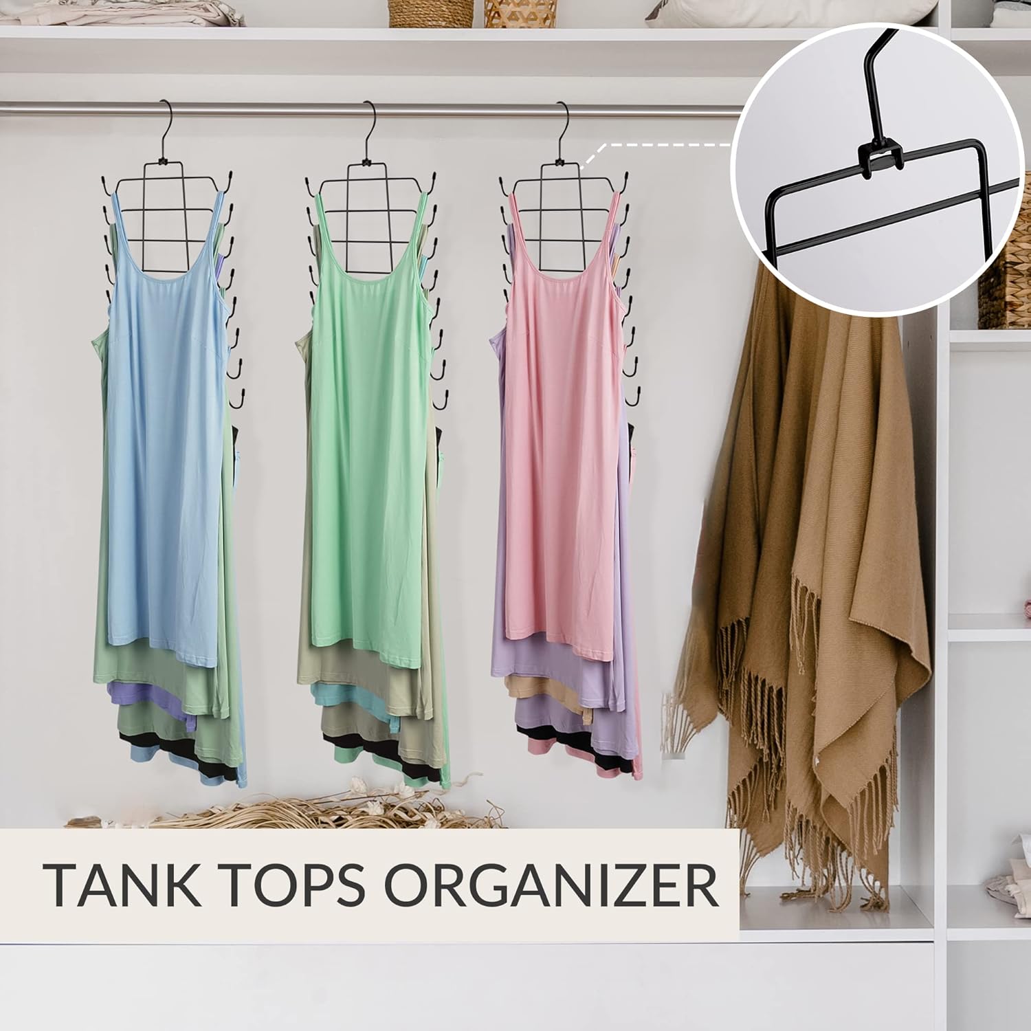 ZEDODIER Tank Top Hanger, 2 Pack Space Saving Bra Hangers, Non-Slip Hanging Sport Bras Holder