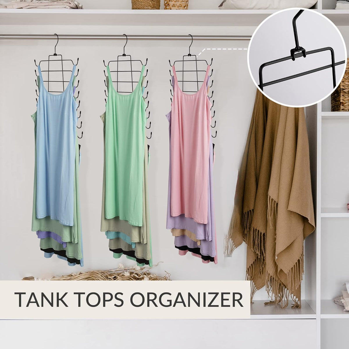 ZEDODIER Tank Top Hanger, Space Saving Bra Hangers, Non-Slip Hanging Sport Bras Holder, Closet