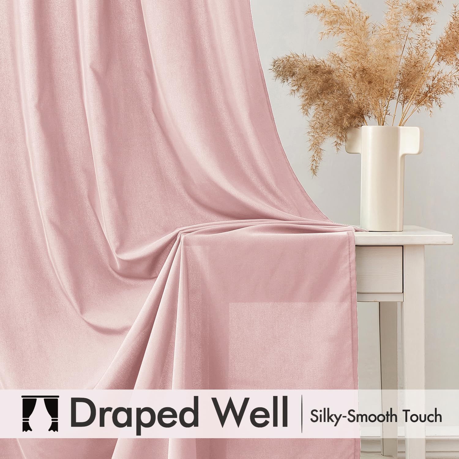 MIULEE Baby Pink Privacy Sheer Curtains That Let Light in 63 Inches Long Non-See-Through Semi Sheer