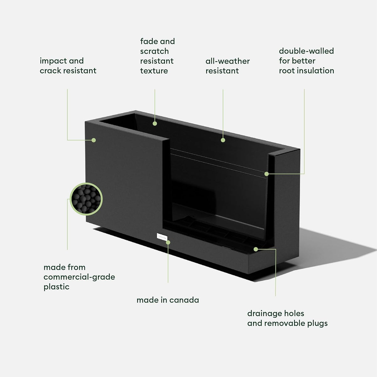 Veradek Block Series Long Box Planter - Large Rectangular Planter for Indoor or Outdoor Patio/Porch