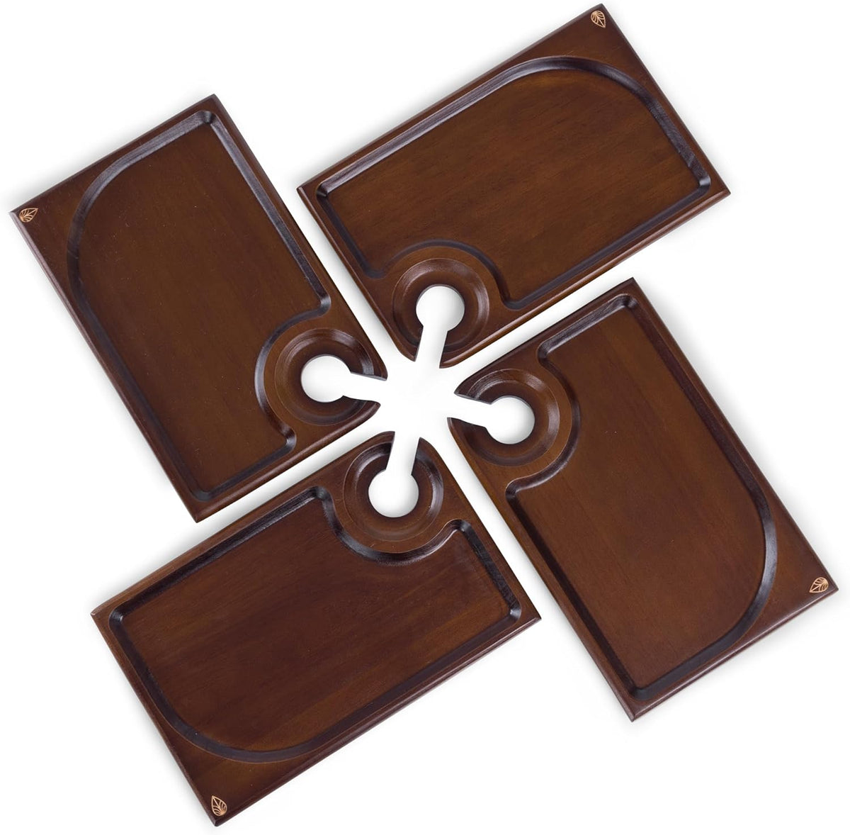 PICNIC TIME Rectangle Wine Appetizer Plates Set of 4, Cocktail Plate with Glass Holder, Cheese