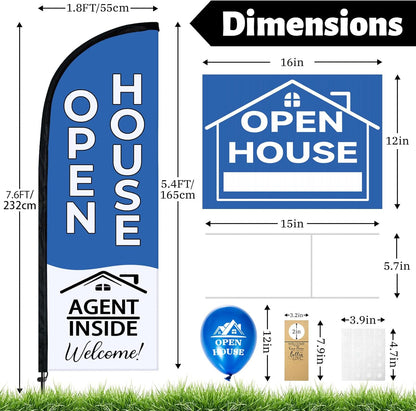 44 Pcs Open House Signs for Real Estate Agent Supplies, Double Sided Open House Flag Kit for