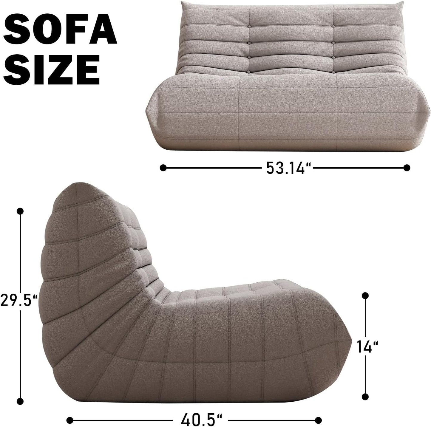 Bean Bag Chair for Adults, Oversized Loveseat Fireside Chair Comfy Lazy Floor Sofa, 2 Seater Lazy