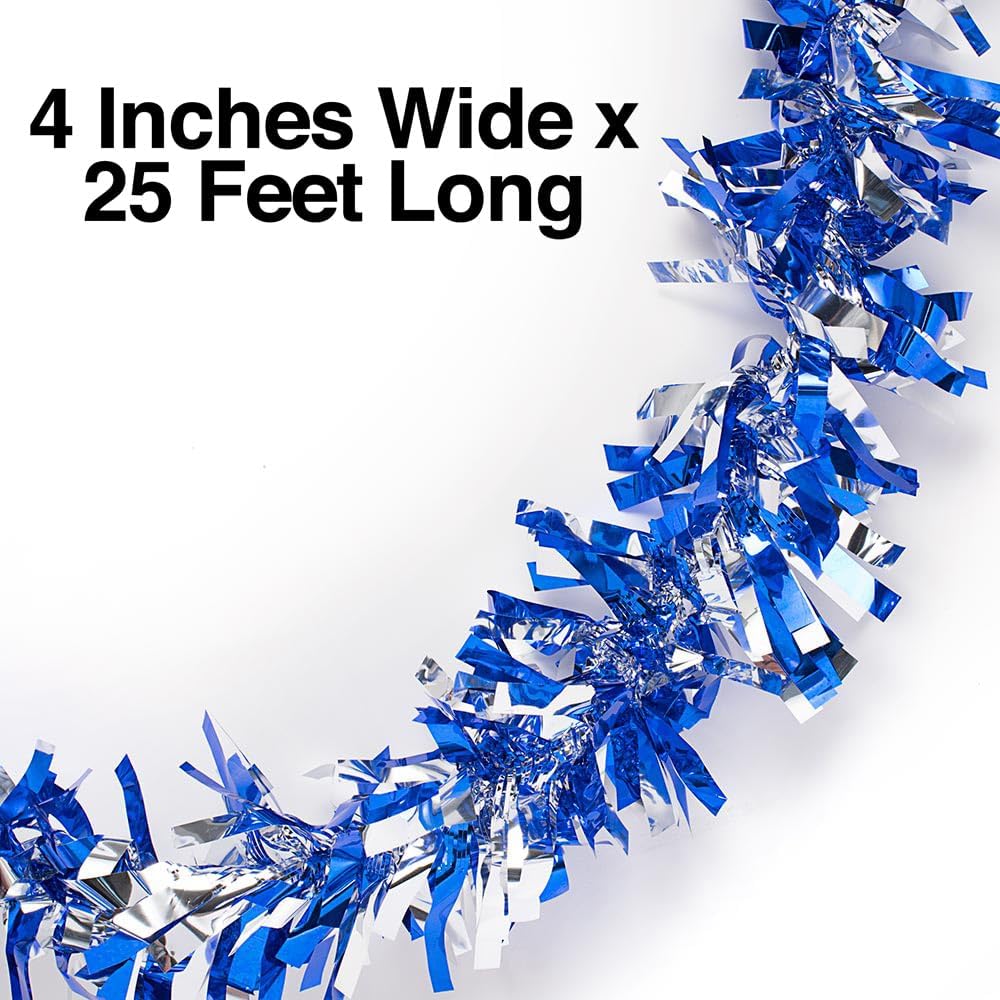 Anderson's Blue & Silver Metallic Tinsel Twist for Trailer Or Golf Cart, 4 inches Wide x 25 ft