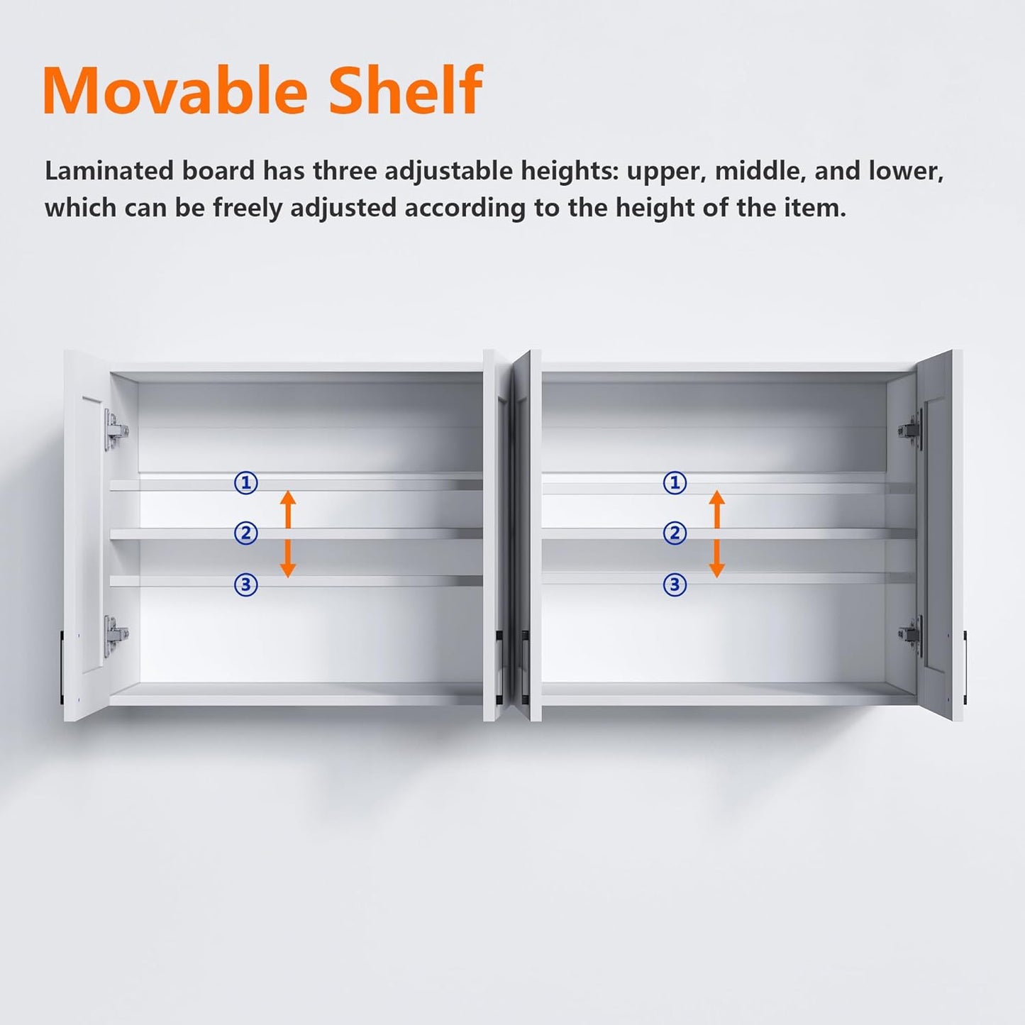 White Laundry Room Cabinets and Storage with 4 Doors and Utility Adjustable Shelf，Gabinetes Para