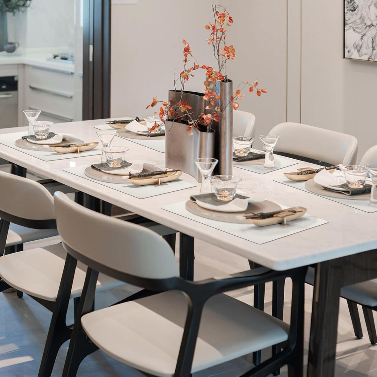 Maxpearl Faux Leather Placemats Set of 6 - Waterproof - Wipe Clean - Heat Resistant - Anti Slip