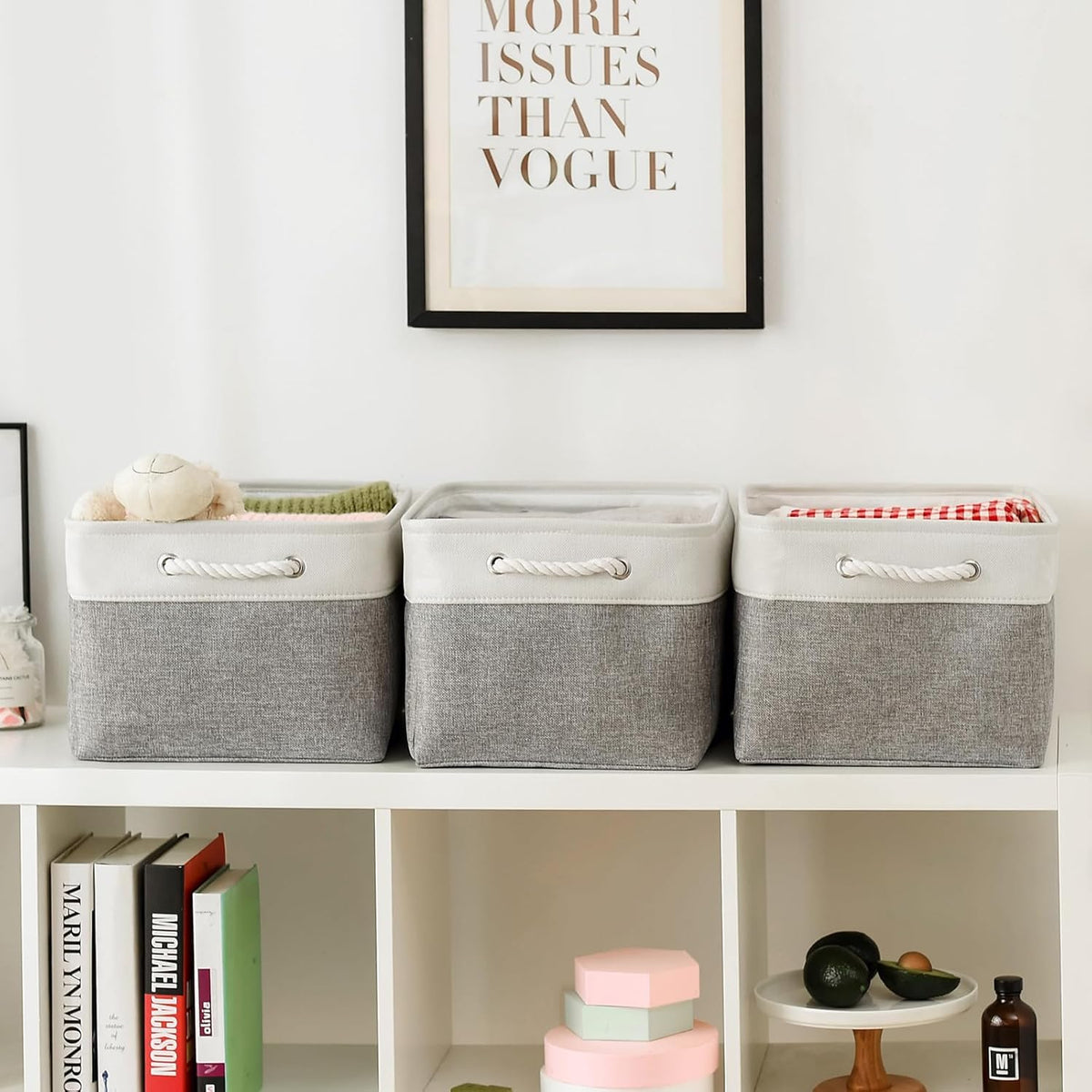 TheWarmHome Storage Baskets for Organizing, X Large - 3 Pack 17.7L×13.8W×9.8H in Foldable Storage