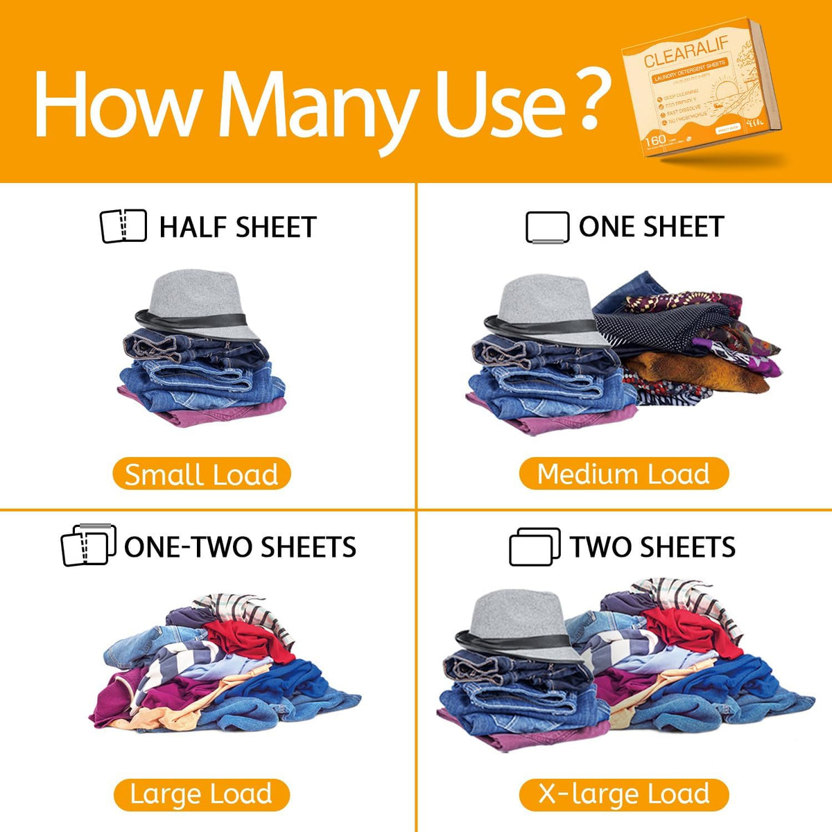 Laundry Detergent Sheets Up to 160 Loads, Amber Dusk - Great For Travel,Apartments, Dorms,CLEARALIF