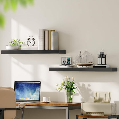 HOOBRO Floating Shelves for Wall, Wall Mounted Shelf Set of 2, 31.5" Hanging Shelf with Invisible