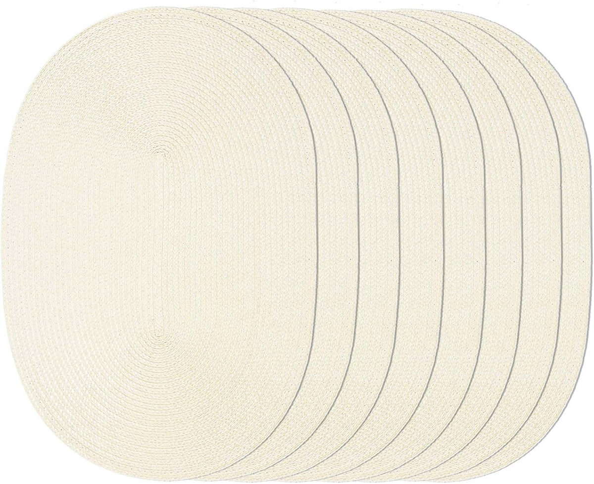 AHHFSMEI Placemats Set of 8 for Dining Table Washable Woven Vinyl Non-Slip 18x12 inches Placemat
