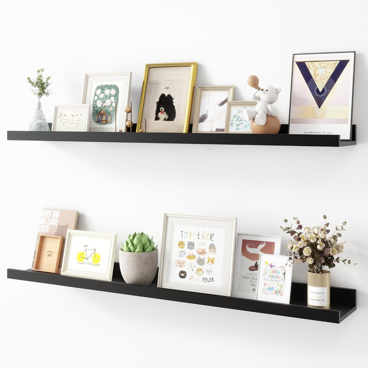 Picture Ledge Shelf, Wood Floating Shelves Set of 2, 36 inch Picture Ledge Shelves, Photo Ledge