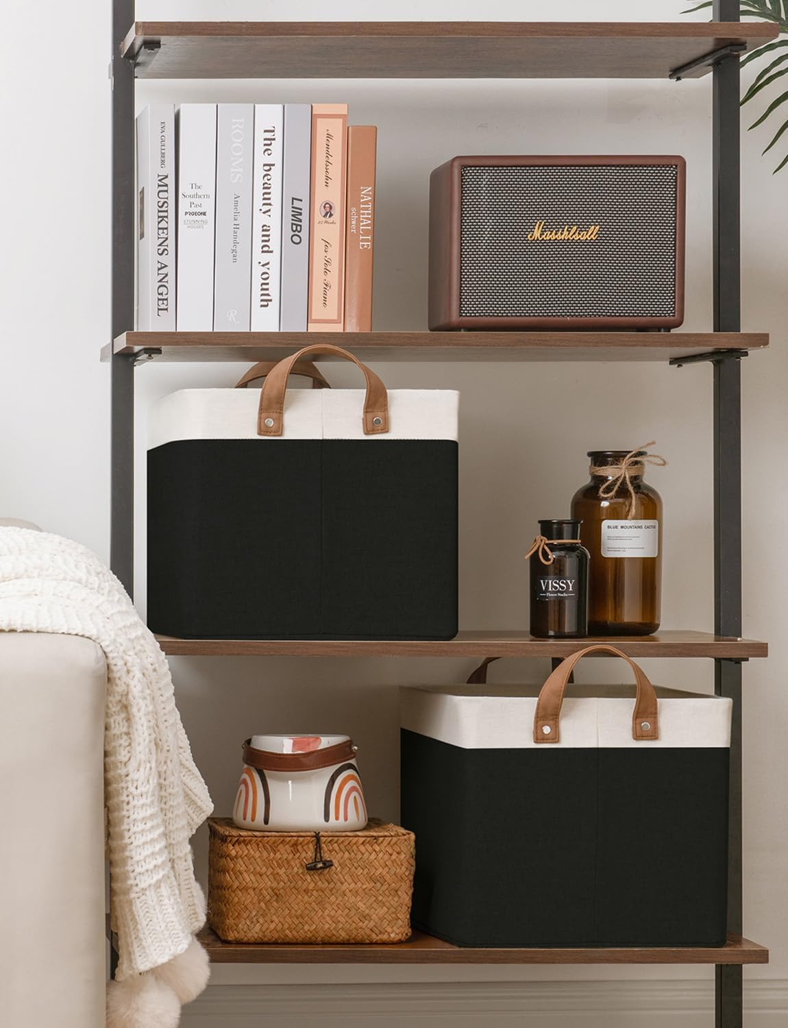 StorageWorks Storage Bins, Fabric Storage Bins for Shelves, Large Storage Baskets with Metal Frame