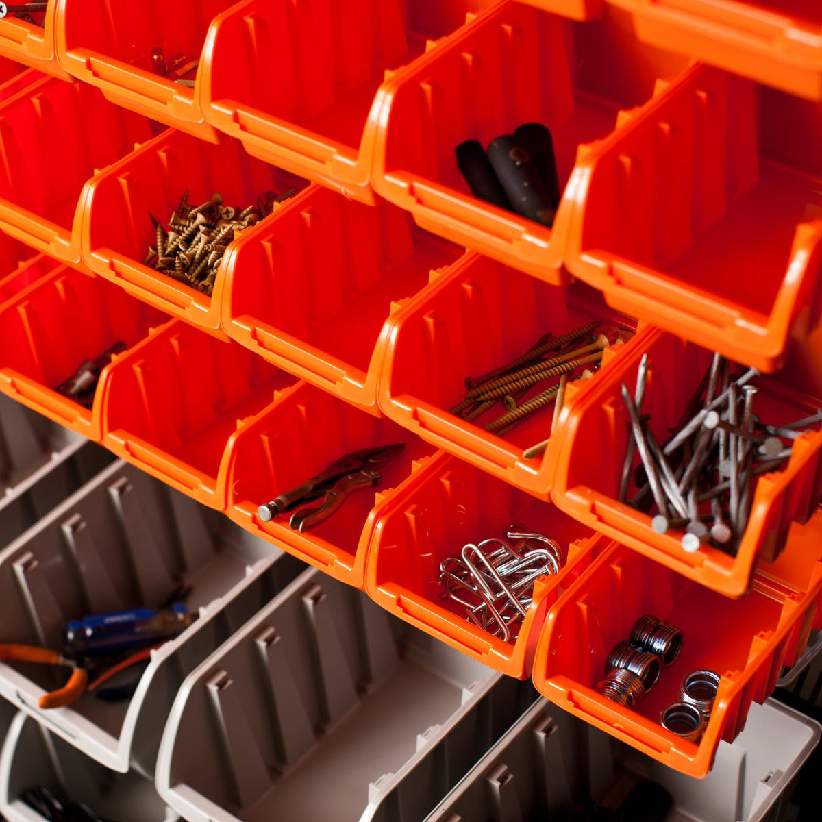 TRINITY Rolling Storage Bin Rack & Parts Organizer, 7-Tier Dual-Sided Bin Cart Shelving for Shop