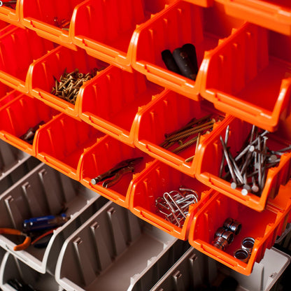 TRINITY Rolling Storage Bin Rack & Parts Organizer, 7-Tier Dual-Sided Bin Cart Shelving for Shop
