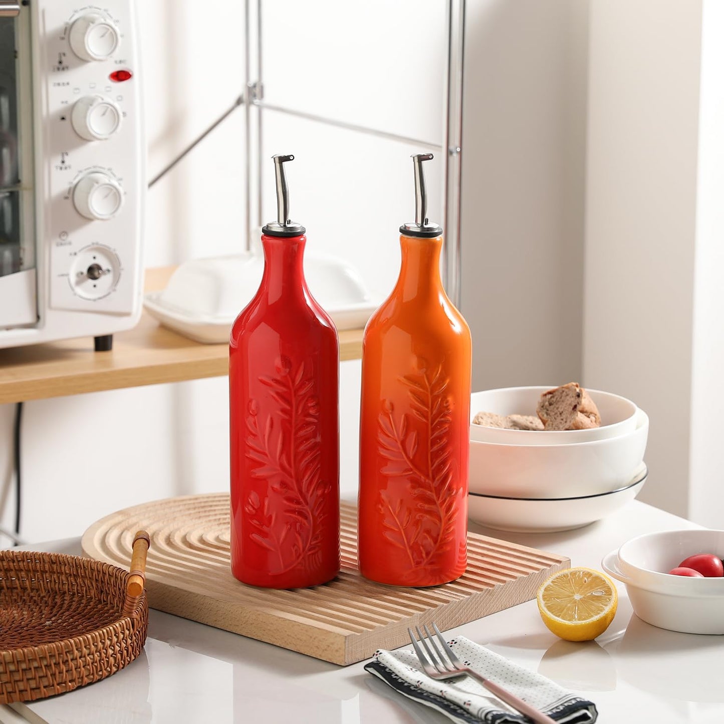 Sweejar Large Olive Oil Dispenser Bottle with Spout, 24 Oz Ceramic Oil Dispenser for Kitchen