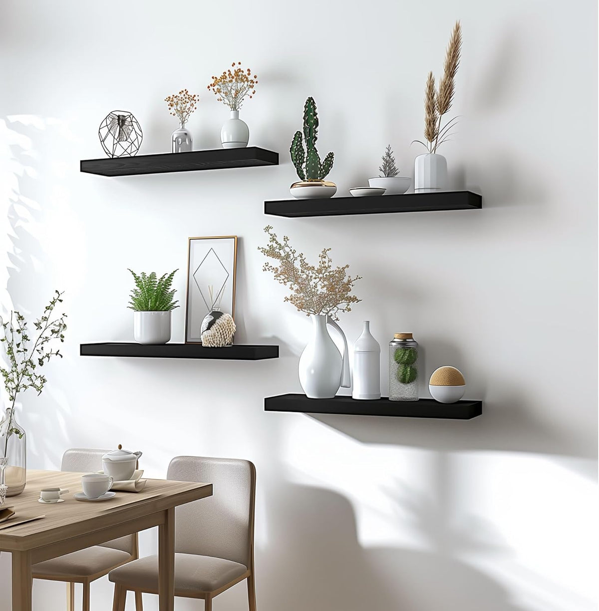 Wood Floating Shelves for Wall Decor, Rustic Wall Shelves for Bedroom Bathroom Kitchen Living Room
