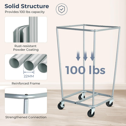 STO STO Laundry Hamper with Wheels, 160L Rolling Laundry Sorter Cart with Heavy Duty Steel Frame