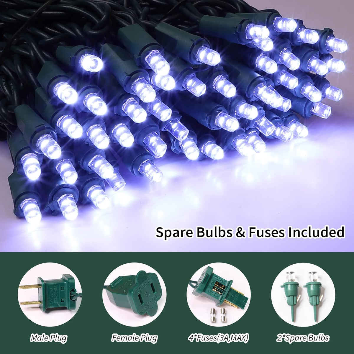 100 Count Cool White -String Lights - 21.6FT LED Christmas Lights, Mini led Lights for Indoor