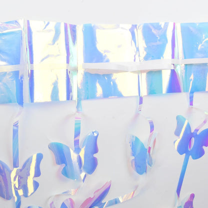 BRAVESHINE Iridescent Hanging Butterfly Foil Fringe Curtain - 2 Pack 3.2x6.6ft Holographic Party